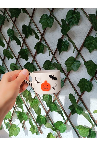 kabartmalı yılbaşı halloven seramik tasarım kupa - 2