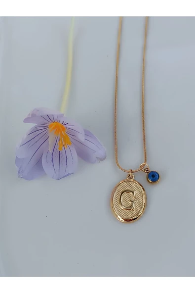 paslanmaz çelik şık ve tarz altın görünümlü nazar boncuklu G harfli kolye