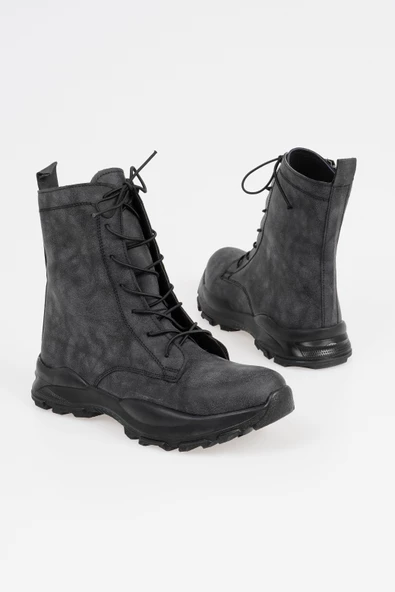 Kadın Bağcıklı Bot Fermuarlı Spor Taban - Resim 6