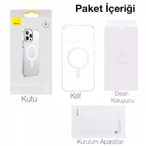 Baseus Ultra Şeffaf İphone 13 Pro Max Magsafe Kılıf Ve İphone 13Pro Max Ekran Koruyucu Güçlü Magsafe - 7