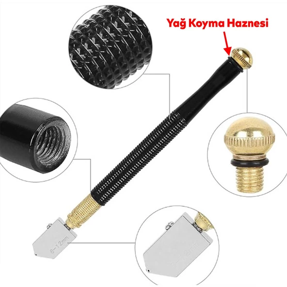 Cam Kesici Elması Yağlı 178 mm Profesyonel Kesici THT561781 Elmas Cam Kesme Tekerleği Kiti - 3