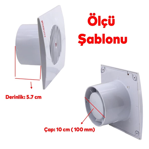 Dekoratif Banyo Wc Havalandırma Aspiratörü Fanı Kirli Hava Kötü Koku Fanı Plastik Vantilatör 100 mm - Resim 2