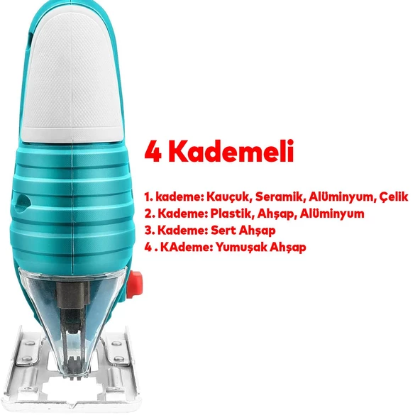 Dekupaj Testere Makinesi Hobi Total 570 W 4 Kademeli Kömürlü 800 3000 Rpm Devir Ayarlı Testere - 5