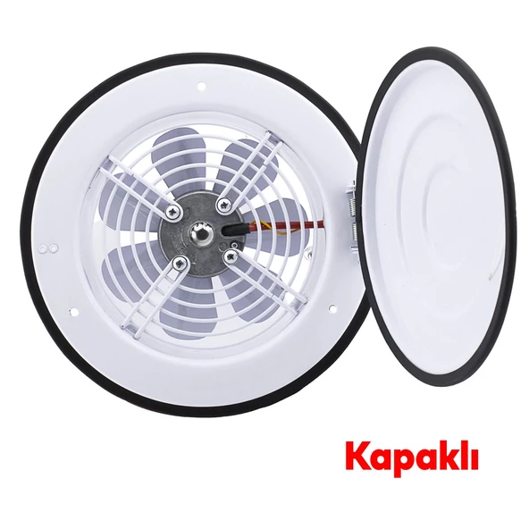 Kapaklı Vantilatör Banyo Wc İşyeri Havalandırma Aspiratörü Fanı Kirli Hava Kötü Koku Metal 300 mm - Resim 4