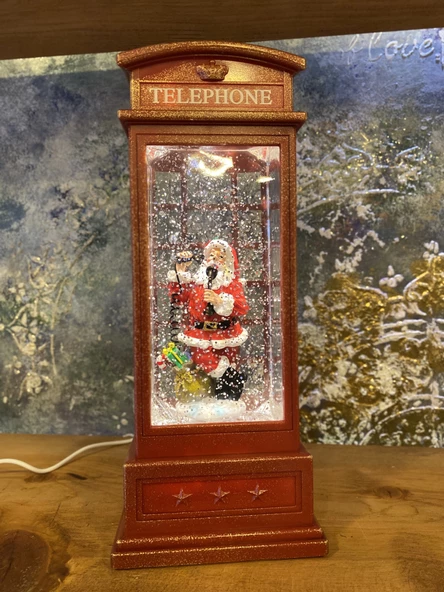 Kırmızı Telefon Kulübesi Tasarımlı Yılbaşı Kar Küresi - Resim 6