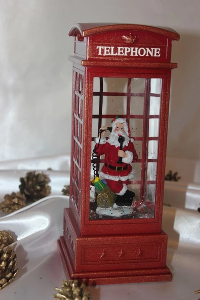 Kırmızı Telefon Kulübesi Tasarımlı Yılbaşı Kar Küresi - Resim 2