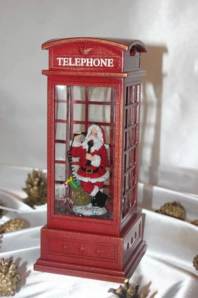 Kırmızı Telefon Kulübesi Tasarımlı Yılbaşı Kar Küresi - Resim 3