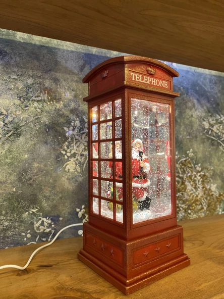 Kırmızı Telefon Kulübesi Tasarımlı Yılbaşı Kar Küresi - Resim 8