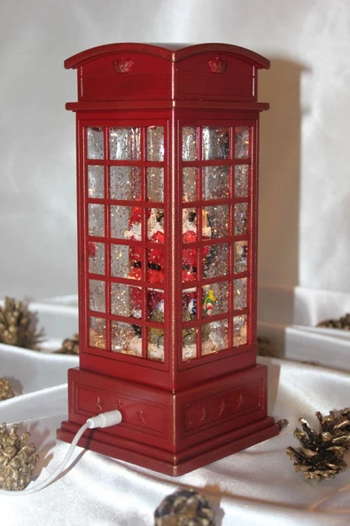 Kırmızı Telefon Kulübesi Tasarımlı Yılbaşı Kar Küresi - Resim 5