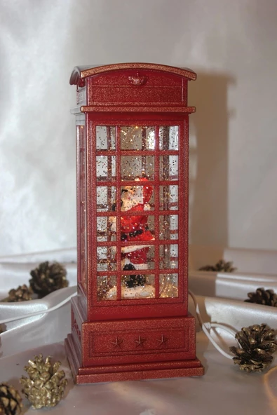 Kırmızı Telefon Kulübesi Tasarımlı Yılbaşı Kar Küresi - Resim 4