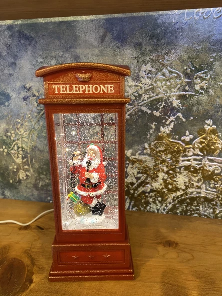 Kırmızı Telefon Kulübesi Tasarımlı Yılbaşı Kar Küresi - Resim 7