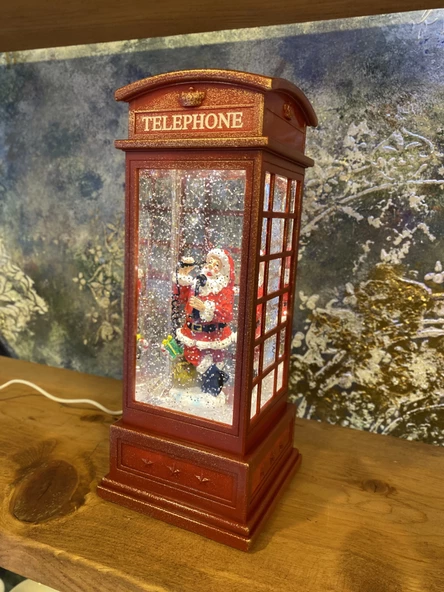 Kırmızı Telefon Kulübesi Tasarımlı Yılbaşı Kar Küresi - Resim 9