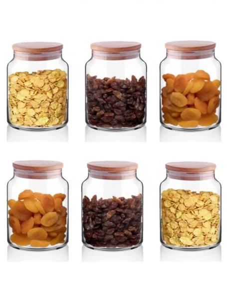 Rossel Premium Bambu Vakum Kapaklı Cam Kavanoz 500ml 6 lı - 4