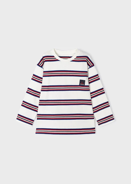 Mayoral Çizgili Beyaz Çocuk Tshirt - 5