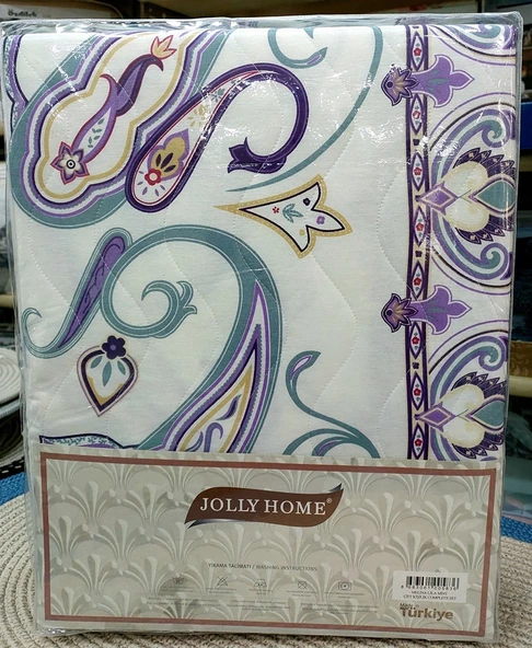 Jolly Home 4 Mevsim Çift Kişilik Kapitoneli Nevresim Takımı-Melina Lila Mint - 2