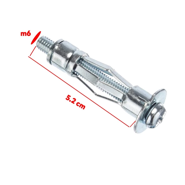 Çelik Alçıpan Boşluk Dübel FRT Tuğla Duvar Bims Paraşüt Dübeli 6x52 Metal 5 Adet - 2