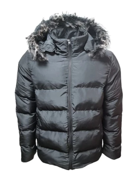 Zagmen Z01325 Erkek Kapüşonu Kürklü İçi Peluşlu Şişme Mont - 4