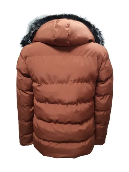 Zagmen Z01325 Erkek Kapüşonu Kürklü İçi Peluşlu Şişme Mont - 3