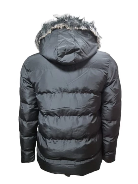 Zagmen Z01325 Erkek Kapüşonu Kürklü İçi Peluşlu Şişme Mont - 6