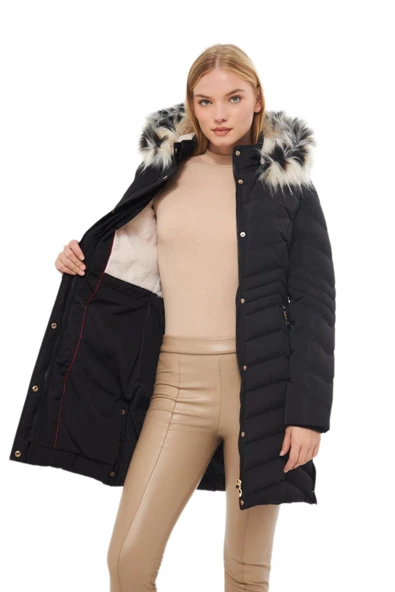 Kadın Büyük Beden Kapüşonlu Spor Mont M5302 BGL-ST03221 - Resim 6