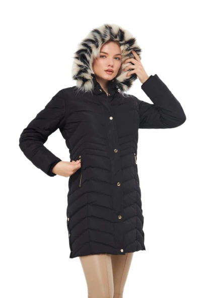 Kadın Büyük Beden Kapüşonlu Spor Mont M5302 BGL-ST03221 - Resim 3