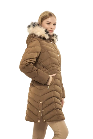 Kadın Büyük Beden Kapüşonlu Spor Mont M5302 BGL-ST03221 - Resim 9