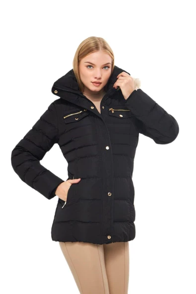 Kadın Büyük Beden Spor Kapüşonlu Mont  M5303 BGL-ST03228 - Resim 7