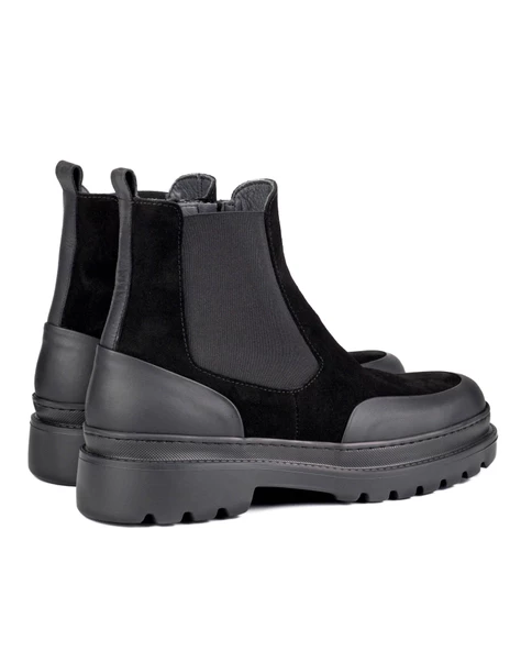 Honaz Siyah Hakiki Süet Siyah Deri Erkek Bot - Resim 4