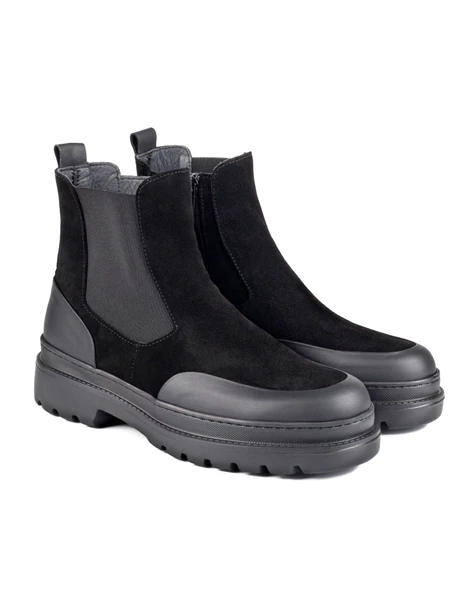 Honaz Siyah Hakiki Süet Siyah Deri Erkek Bot - Resim 2