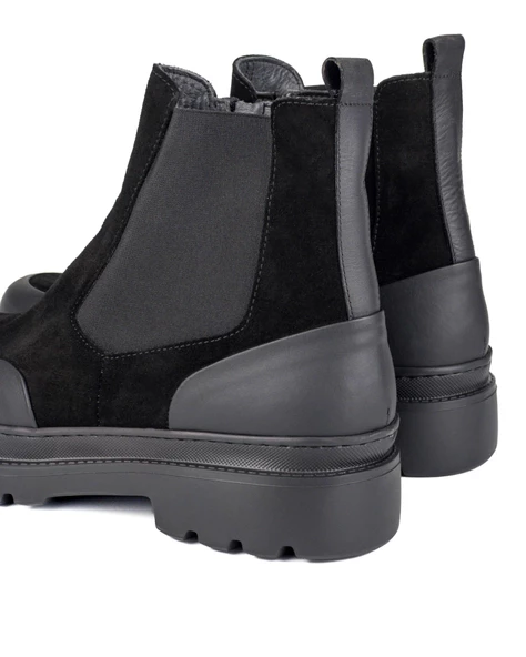 Honaz Siyah Hakiki Süet Siyah Deri Erkek Bot - Resim 5