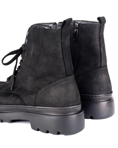 Aydos Siyah Hakiki Nubuk Deri Erkek Bot - 5