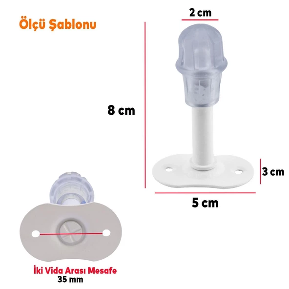 Kapı Stoperi Beyaz 8 cm Metal Kapı Tamponu Durdurucu Tutucu Kapı Stopu Silikonlu 5 Adet - 2