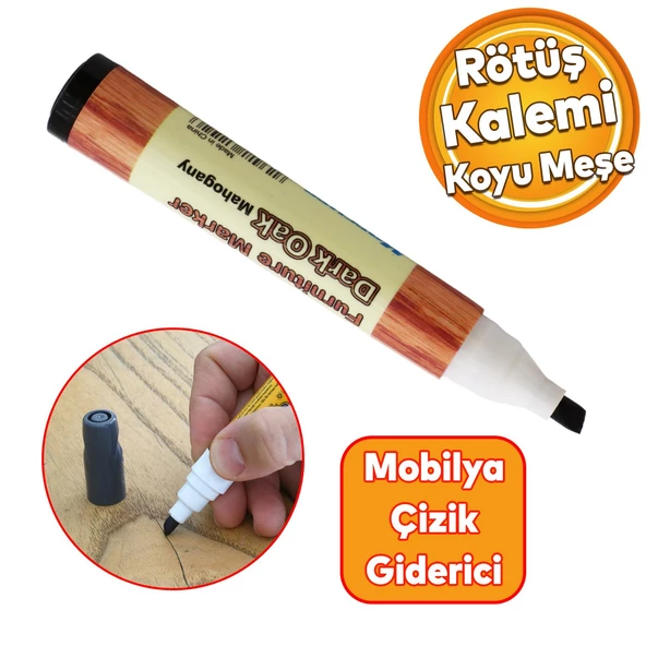 Mobilya Rötuş Kalemi Ahşap Masa Sehpa Dolap Kalemi Çizik Giderici Çatlak Kapatıcı Koyu Meşe - 2