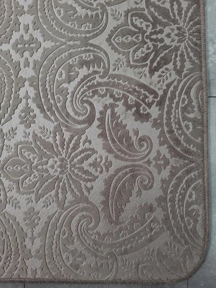 Bonny Home 3’lü Kapuçino UltraSoft Desenli Klozet Takımı Banyo Halısı Paspas Seti - 2