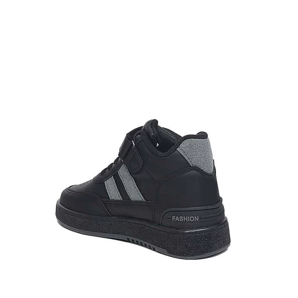 Lafonten 725 Cilt Cırtlı Termo Kaymaz Taban Çocuk Spor Ayakkabı SİYAH GRİ - Resim 3