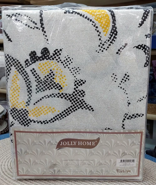 Jolly Home 4 Mevsim Tek Kişilik Kapitoneli Nevresim Takımı-Manolya Sarı Gri - 2