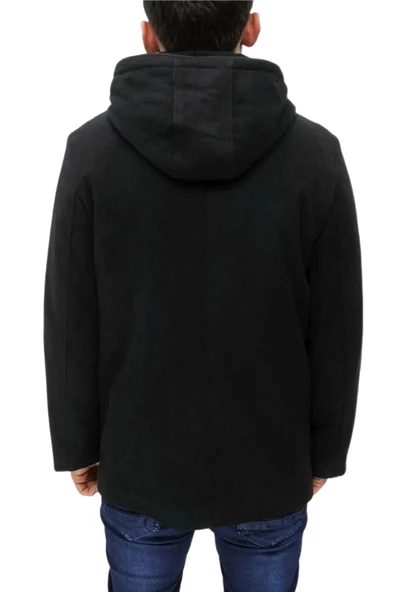 Erkek Büyük Beden Kapüşonlu Kaşe Kaban 9040 BGL-ST03248 - 5