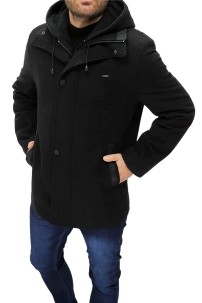 Erkek Büyük Beden Kapüşonlu Kaşe Kaban 9040 BGL-ST03248 - 2