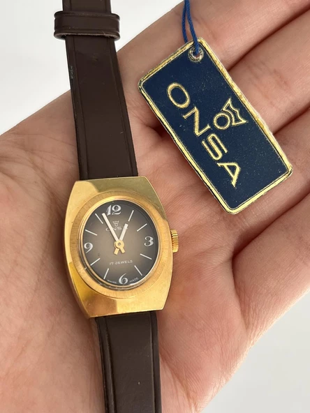 Onsa Deri Kordon Vintage Kadın Kol Saati D-066 (Kutusuz) ürün görseli