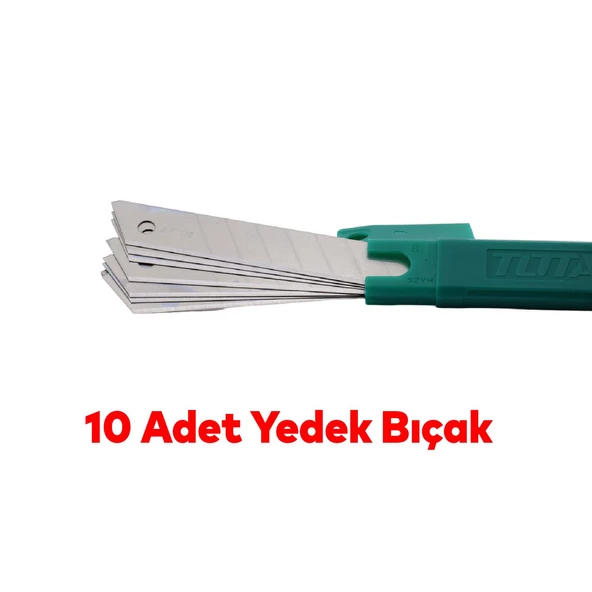 Ölçü Ve Maket Bıçağı Seti Şerit Metre Halı Kesme Maket Bıçağı Yedek Bıçak 10'lu Total TOS23037E - Resim 5