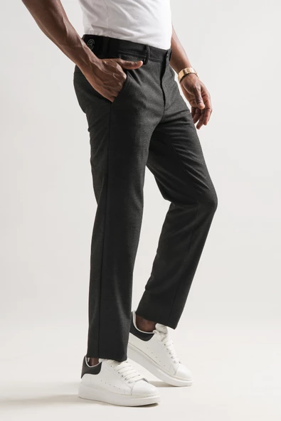 Ecer Slimfit Armürlü Kendinden Desenli Boru Paça Kışlık Erkek Kumaş Pantolon - 2