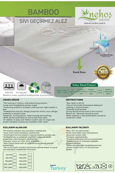 Bambu Su Sıvı Geçirmez Yatak Koruyucu Alez Fitted Full Kenar Alez Çarşaf Tek Çift Battal (10 FARKLI EBAT) - 6