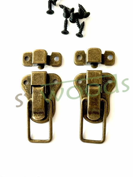 Küçük sandık klips bavul kilidi çanta tokası mandallı kilit 2 adet antik - 4