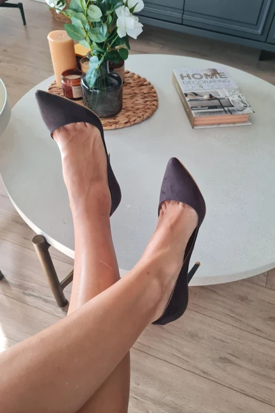 001 200 Topukla Kadın 10 cm Topuklu Klasik Sivri Burun Stiletto - 4