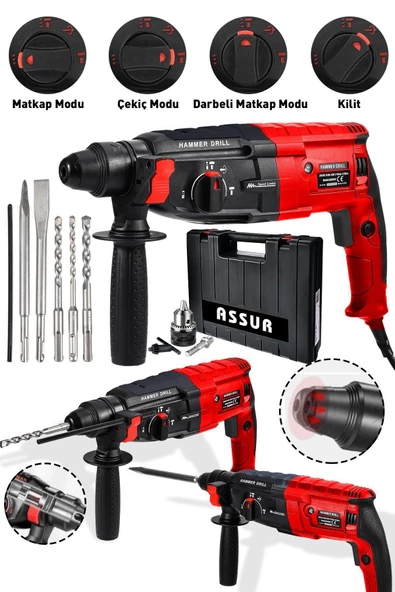 Assur Profesyonel Metal Şanzıman Kırıcı Delici Hilti Darbeli Matkap 2-28mm