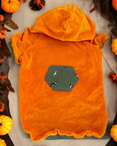 Green Dog Pocket Turuncu Kapşonlu Sweatshirt Köpek Kıyafeti Köpek Elbisesi - 5