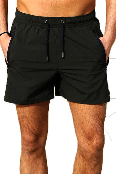 Haki Likralı Su İtici Özellikli Erkek Havuz Deniz Şort Mayo  - 22 ürün görseli