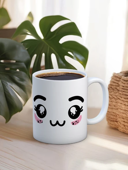 Baskılı Kupa Bardak Seramik Mug - Emoji