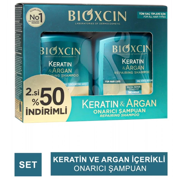 Bioxcin Keratin Ve Argan Onarıcı Şampuan 300 ml 2 li Avantaj Paket - 2