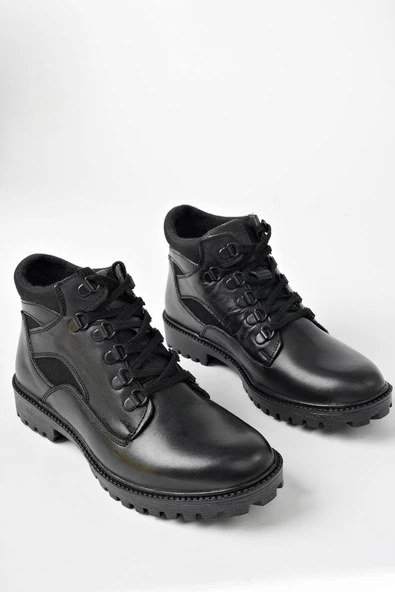 Muggo Best Garantili Kadın Günlük Hakiki Deri Kışlık Bağcıklı Bot - 4